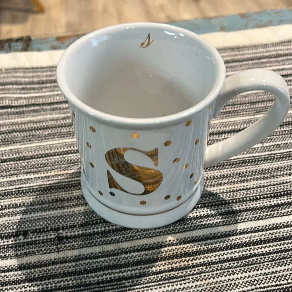Pier 1 White with Gold Monogramed mug “S”